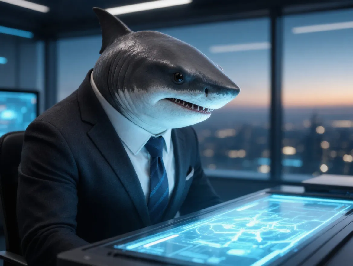 Nano the shark, FactorIT's mascot for connectivity